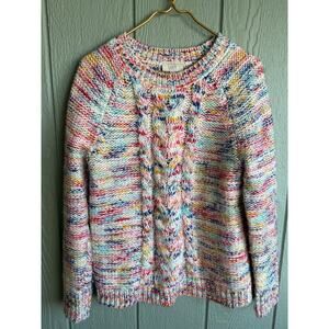 Loft Rainbow Marbled Cable Knit Sweater, Medium